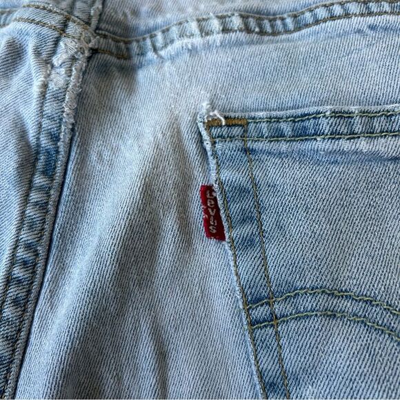 Women's Light Blue Distressed Straight Leg Jeans - Picture 3 of 13